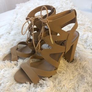 Laced Up Nude High Heels